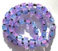 50 6x6mm Pink & Blue Crackle Cube Beads
